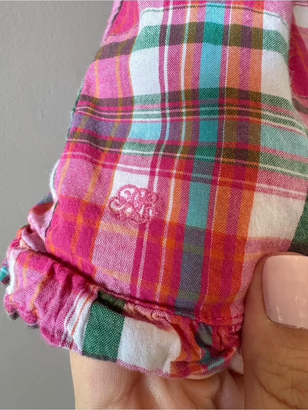 Ralph Lauren Baby Girls Pink Plaid Ruffled Wrap Dress & Bloomers Set 6 Months